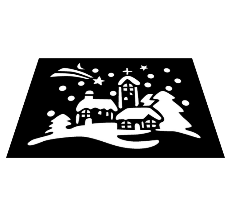 Christmas vinyl carpet black and white village - TenStickers