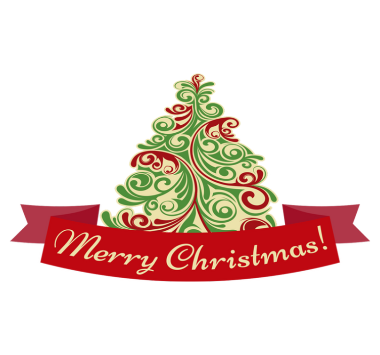 Christmas vinyl carpet classic tree with message - TenStickers
