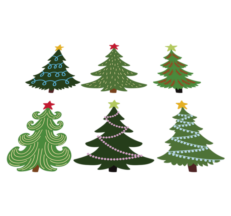 Christmas vinyl carpet colorful christmas trees - TenStickers