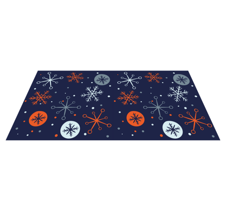 Christmas vinyl carpet with blue and orange snowflakes - TenStickers