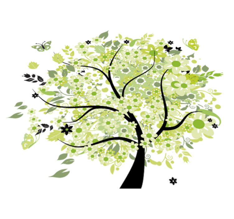 Floral vinyl carpet green spring tree - TenStickers