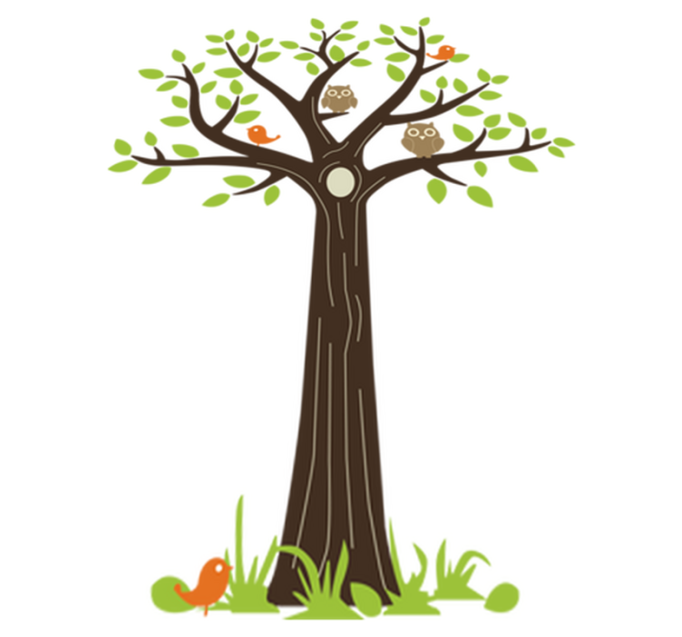 Floral vinyl carpet with owls and trees design - TenStickers