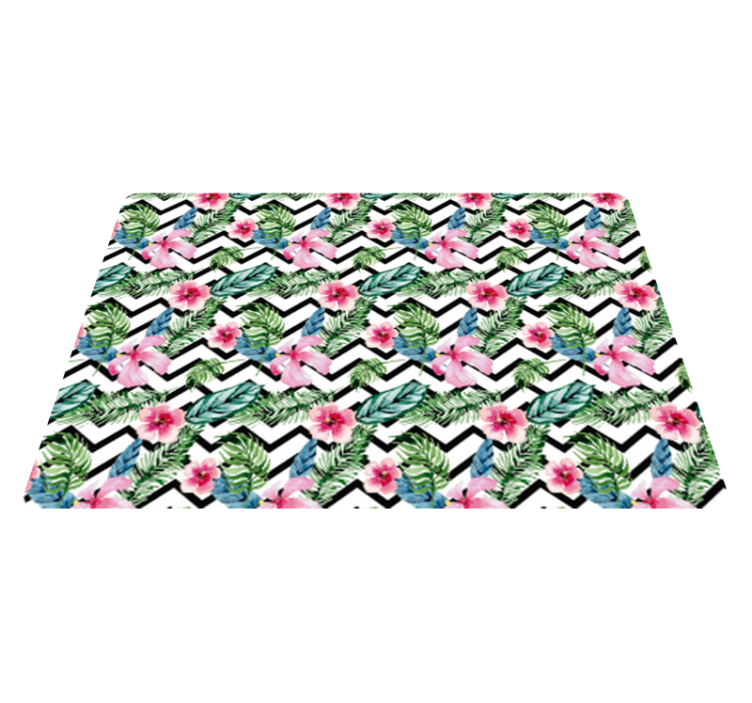 Floral vinyl carpet in green tropical zigzag - TenStickers