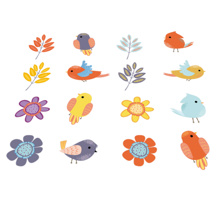 Floral vinyl carpet spring bird set - TenStickers