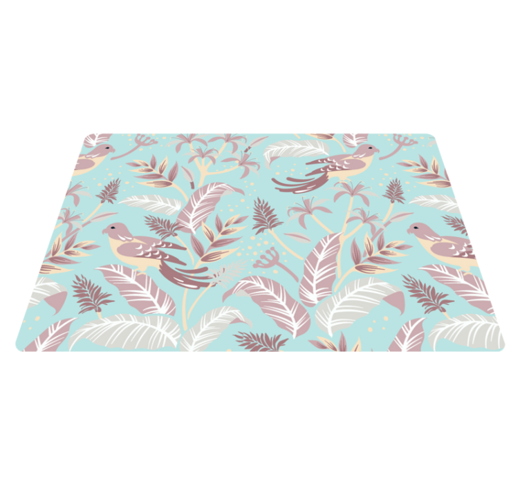 Floral vinyl carpet in blue and pink floral design - TenStickers