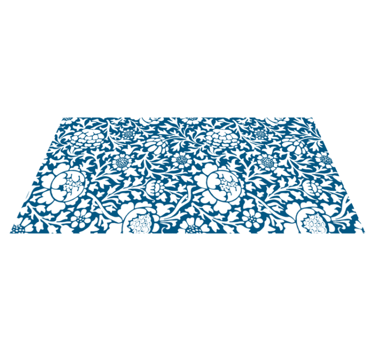 Marine blue floral vinyl carpet - TenStickers