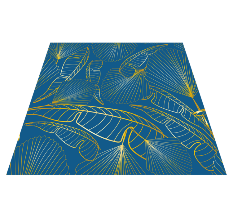 Floral vinyl carpet with golden leaves - TenStickers