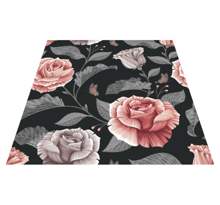 Floral vinyl carpet with roses design - TenStickers