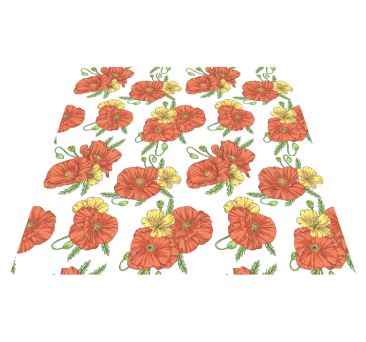 Floral vinyl carpet with poppy flowers on white - TenStickers