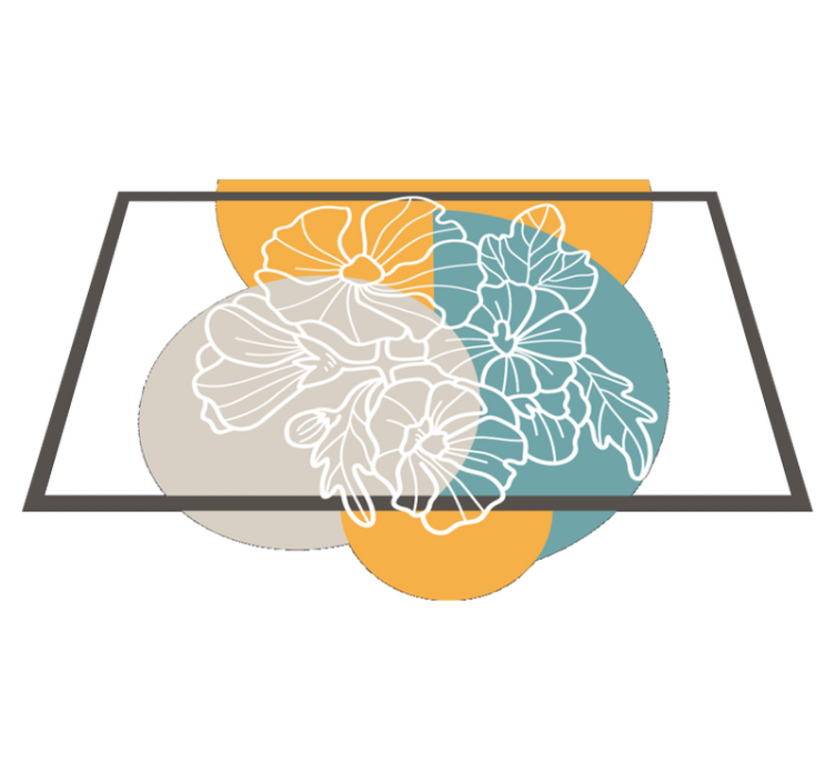 Flower rug cute minimalist rectangle and flowers - TenStickers