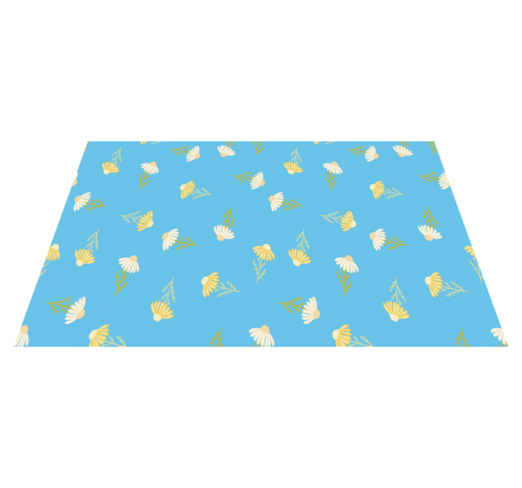 Floral vinyl carpet daisy pattern blue background - TenStickers