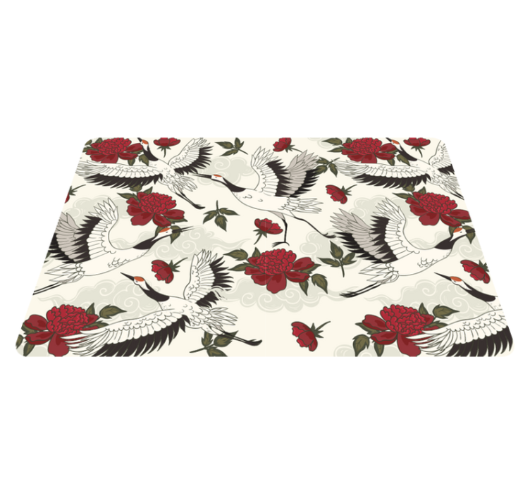 Floral vinyl carpet with calming earth tones bird pattern - TenStickers