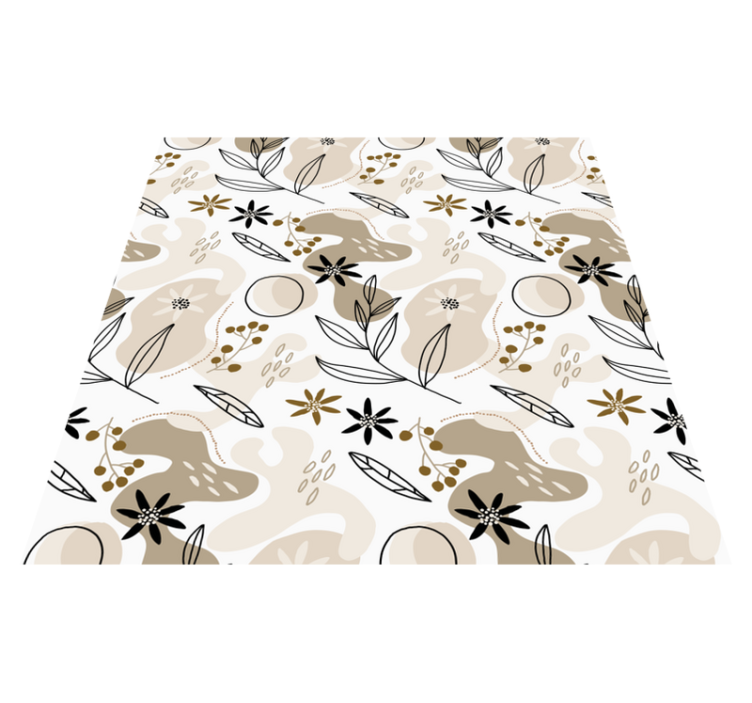 Floral vinyl carpet with stylish pink and beige leaves - TenStickers