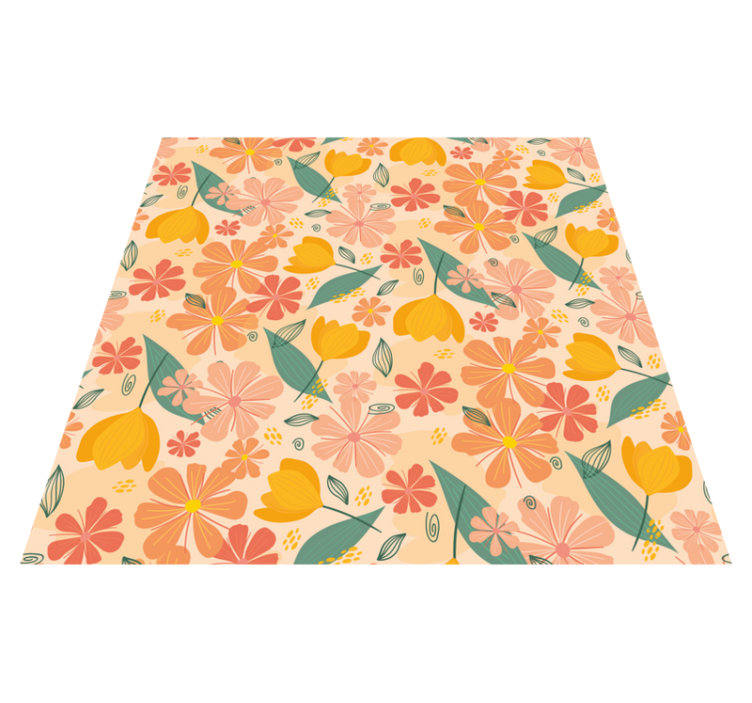 Colorful vintage leaves and flowers floral vinyl carpet - TenStickers