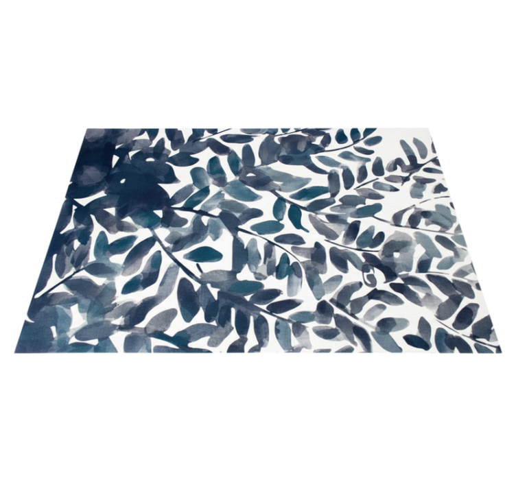 Floral vinyl carpet blue watercolor leaf design - TenStickers