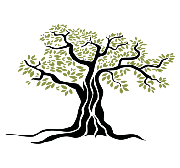 Floral vinyl carpet black olive tree with green leaves - TenStickers