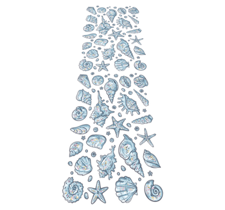 Bathroom vinyl carpet seashell sketches shower - TenStickers