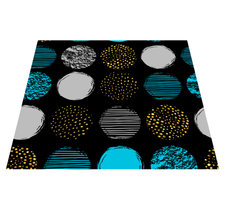 Geometric vinyl carpet with polka dots on black - TenStickers