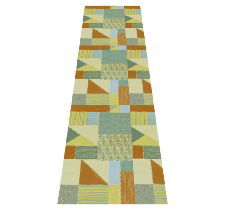 Geometric vinyl carpet in colorful triangle patchwork - TenStickers