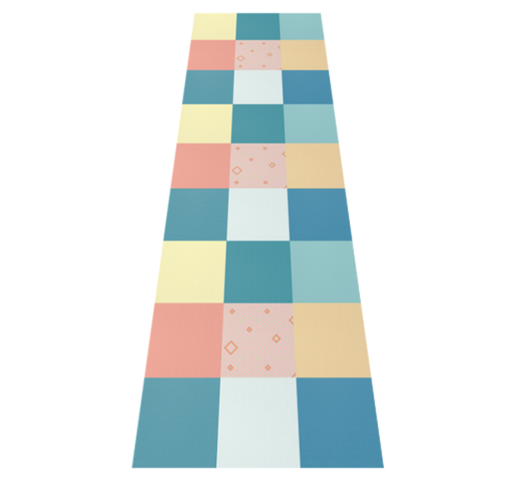 Geometric vinyl carpet with colorful retro patchwork - TenStickers