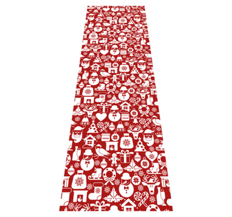 Christmas vinyl carpet with festive icons on red - TenStickers