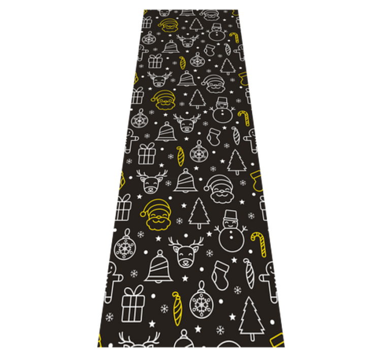 Christmas vinyl carpet white and yellow pattern on black - TenStickers