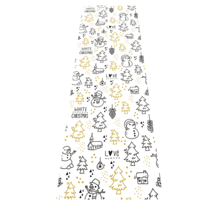 Christmas vinyl carpet black and gold doodle design - TenStickers