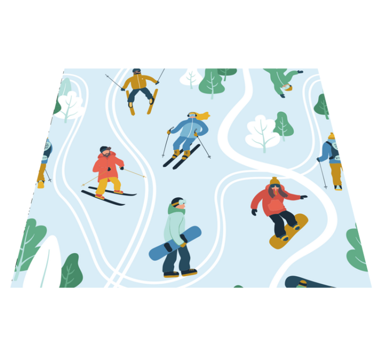 Bedroom vinyl carpet with blue skiing design - TenStickers