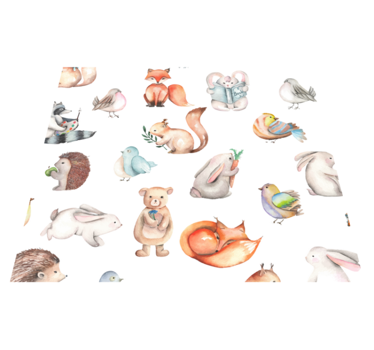 Kids vinyl carpet featuring simple forest animals - TenStickers