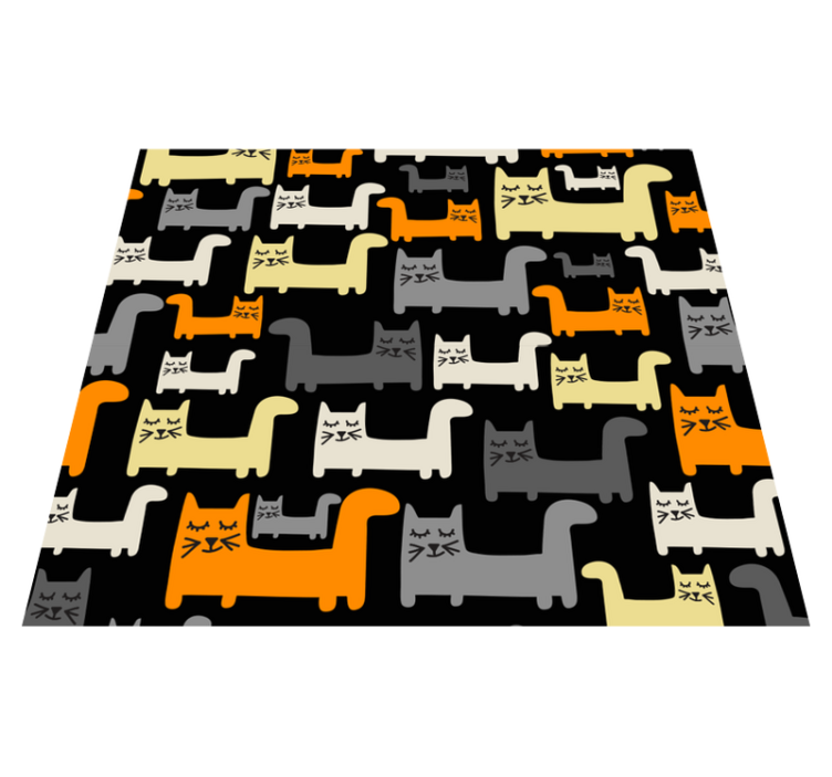 Bedroom vinyl carpet colorful geometric cats - TenStickers