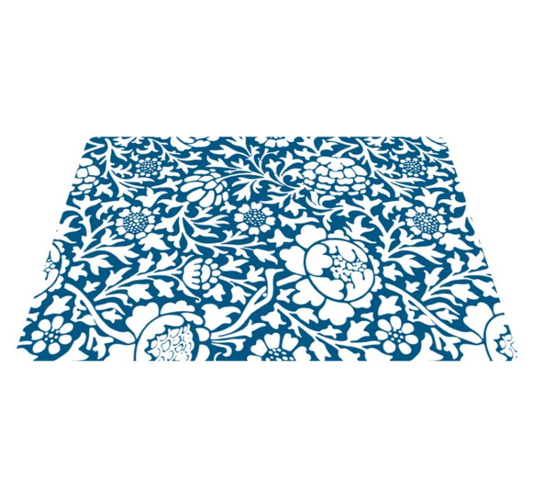 Nature vinyl carpet in marine blue floral design - TenStickers