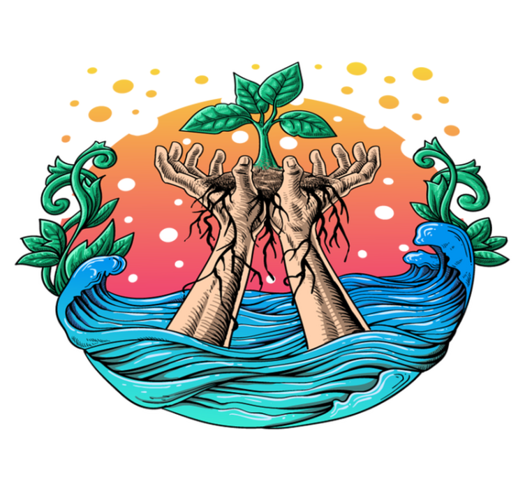 Nature vinyl carpet hands nurturing nature - TenStickers