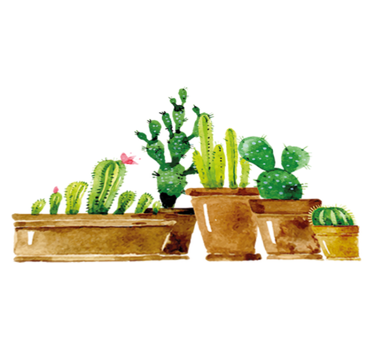 Floral vinyl carpet homemade cactus garden - TenStickers