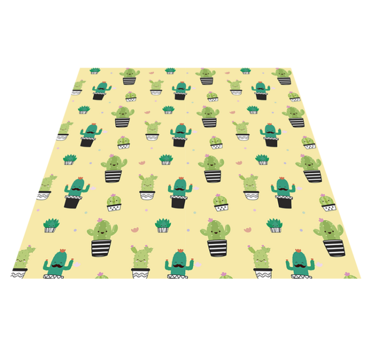 Floral vinyl carpet with cactus drawing pattern - TenStickers