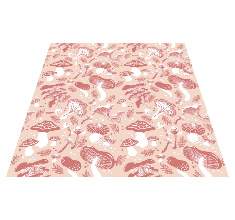 Floral vinyl carpet with forest mushrooms on beige - TenStickers