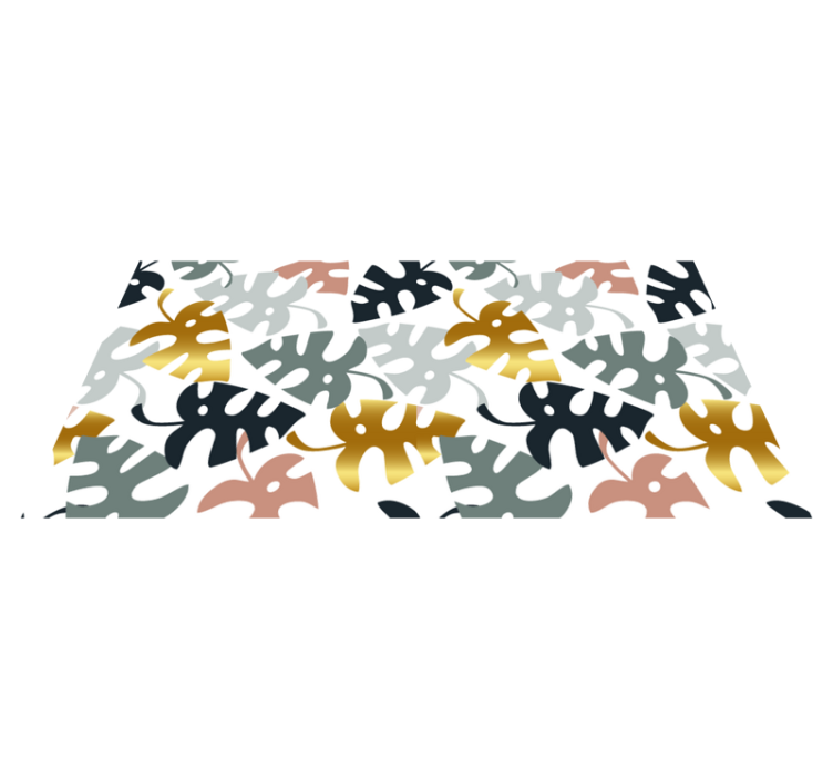Floral vinyl carpet with golden and multicolor leaves - TenStickers