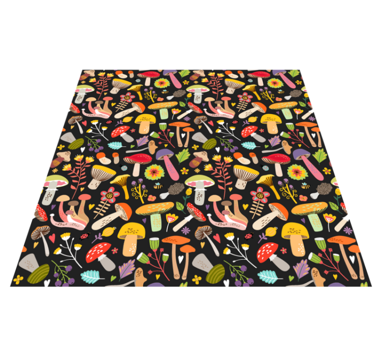 Floral vinyl carpet with autumn mushroom design - TenStickers