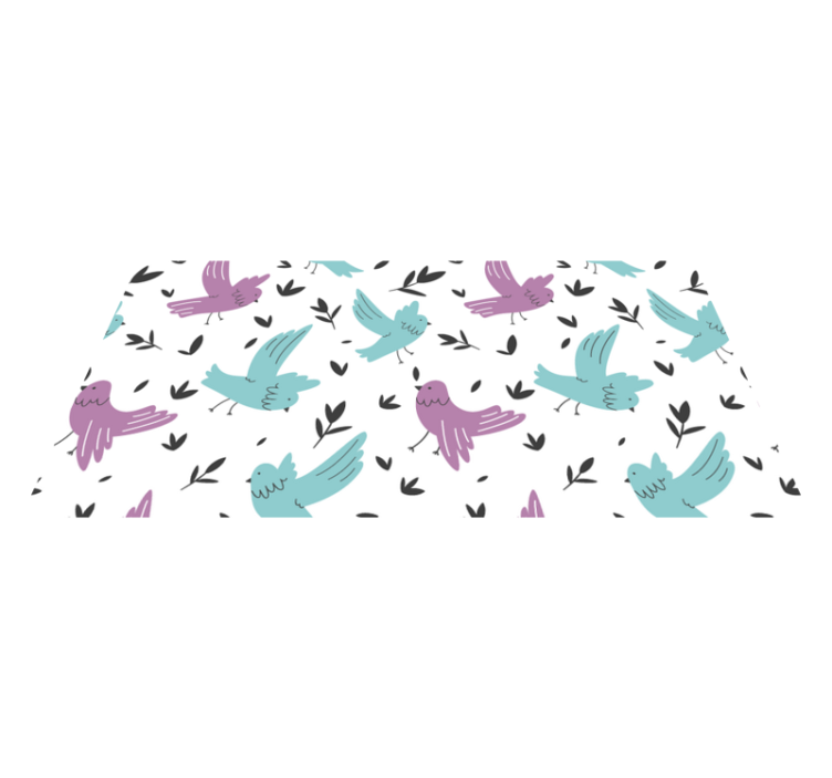 Floral vinyl carpet with blue and purple bird design - TenStickers