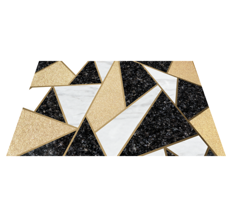 Geometric vinyl carpet in black and white marble tiles - TenStickers