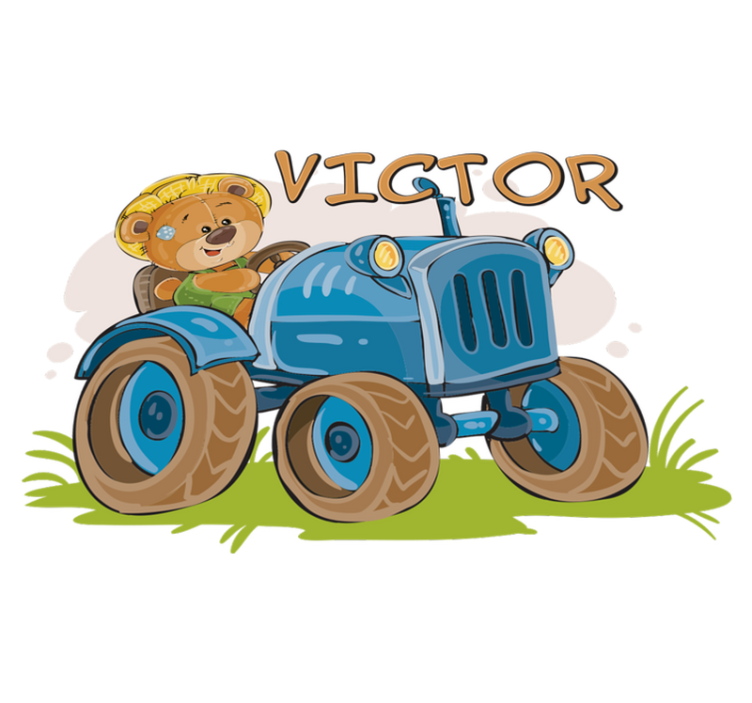 Kids vinyl carpet customizable tractor design - TenStickers