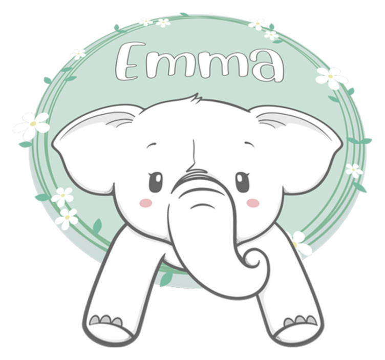 Kids vinyl carpet personalized elephant - TenStickers