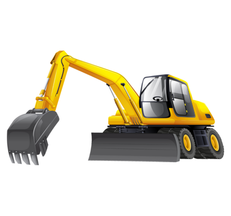 Kids vinyl carpet excavator cartoon 3d yellow black - TenStickers