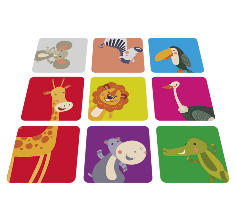 Kids vinyl carpet animal squares - TenStickers