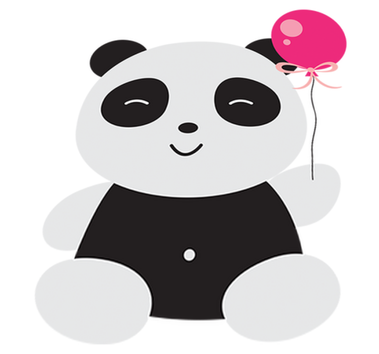 Kids vinyl carpet panda bear with pink balloon - TenStickers