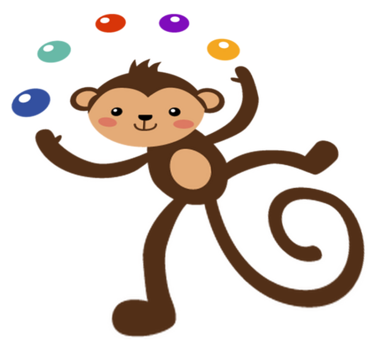 Kids vinyl carpet juggler monkey design - TenStickers