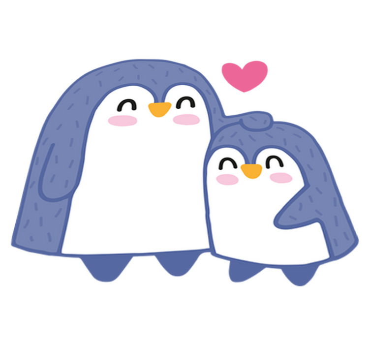 Kids vinyl carpet mum and baby penguin design - TenStickers