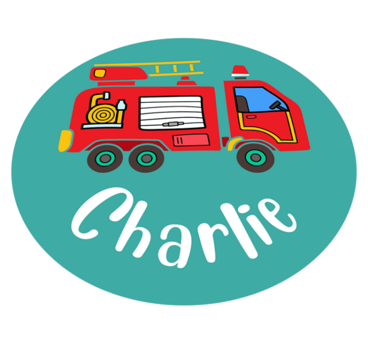 Kids vinyl carpet personalised fire truck - TenStickers