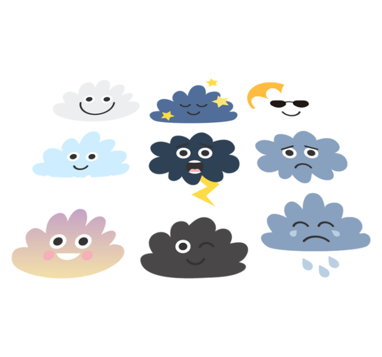 Kids vinyl carpet cloud faces - TenStickers