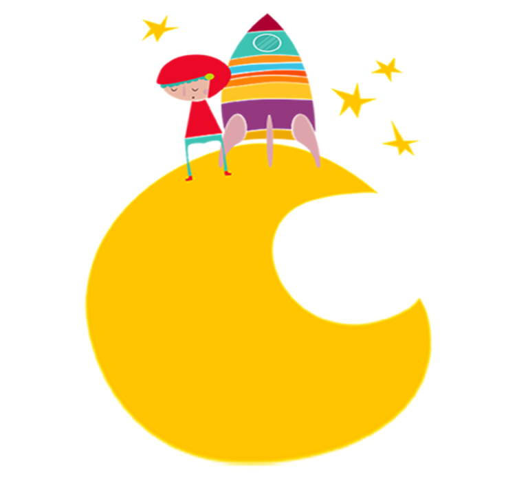 Kids vinyl carpet rocket on the moon - TenStickers