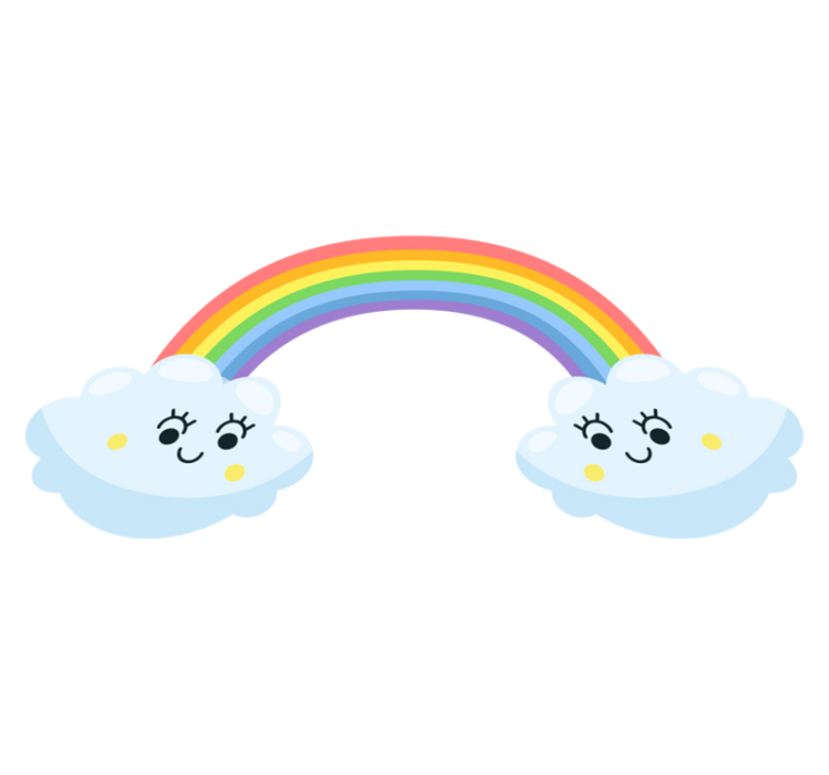 Kids vinyl carpet with cute clouds and rainbows - TenStickers